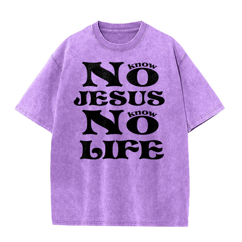 Christianartworkshop No Jesus No Life Unisex Washed T-Shirt - Purple - 5XL - image 7