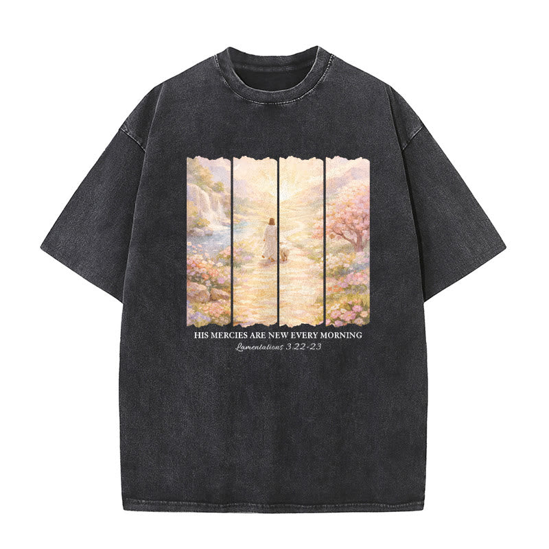 Christianartworkshop His Mercies Are New Every Morning Unisex Washed T-Shirt - Black - 5XL - image 1