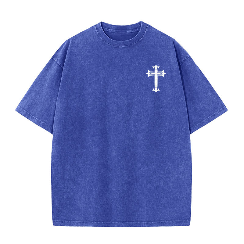 Christianartworkshop Strong Body Strong Faith Cross Crown Unisex Washed T-Shirt - image 20