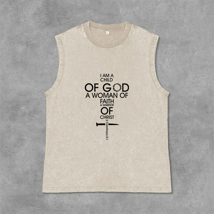 Christianartworkshop Child of God Woman of Faith Unisex Washed Tank Top - Beige - 2XL - image 9