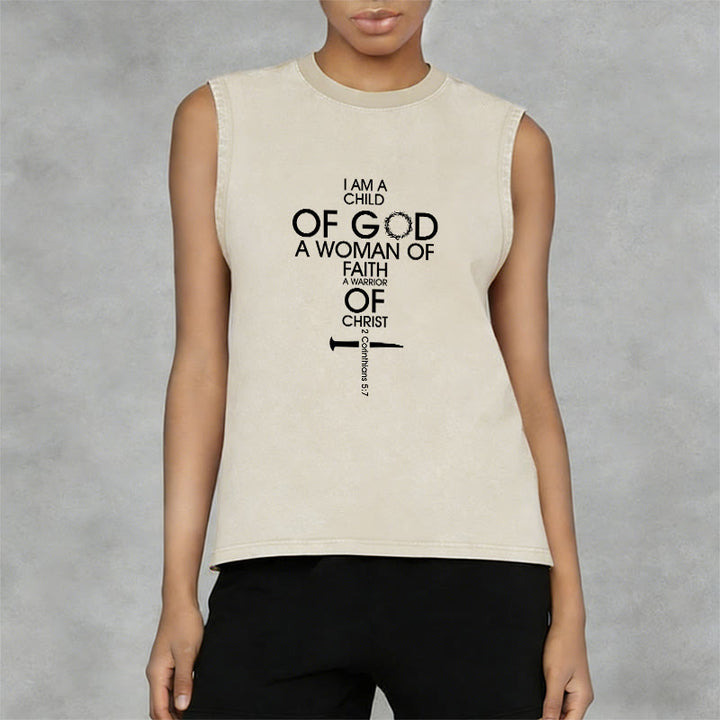 Christianartworkshop Child of God Woman of Faith Unisex Washed Tank Top - image 10