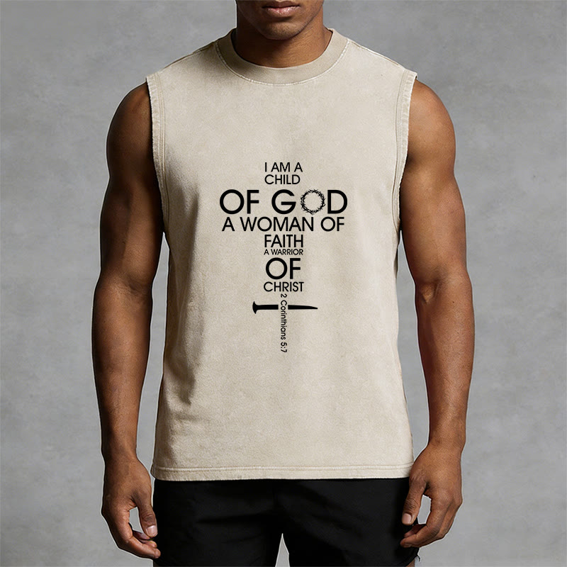 Christianartworkshop Child of God Woman of Faith Unisex Washed Tank Top - image 11