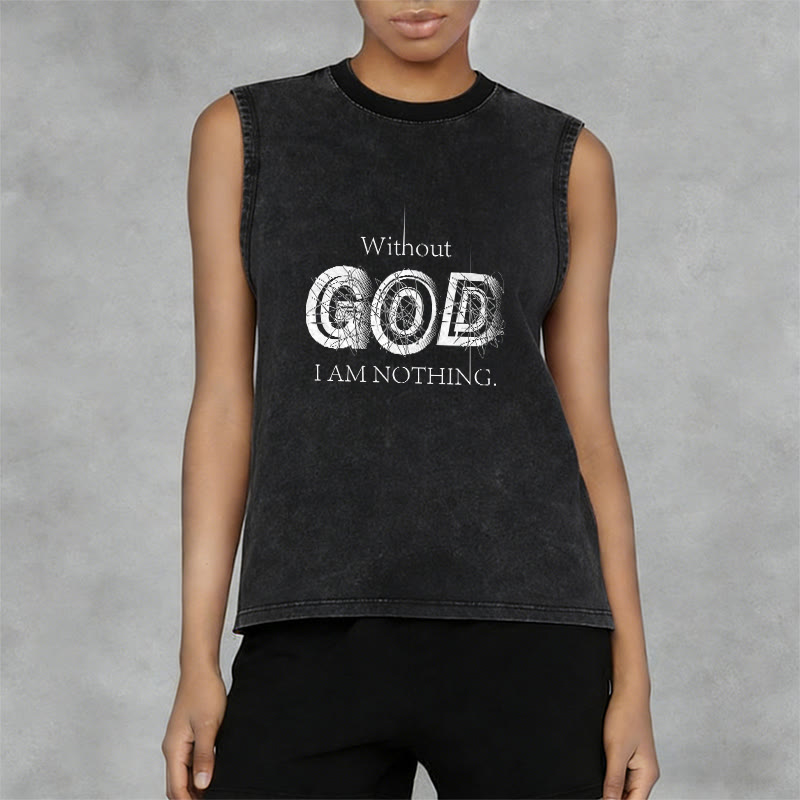 Christianartworkshop Without God I Am Nothing Unisex Washed Tank Top - image 2