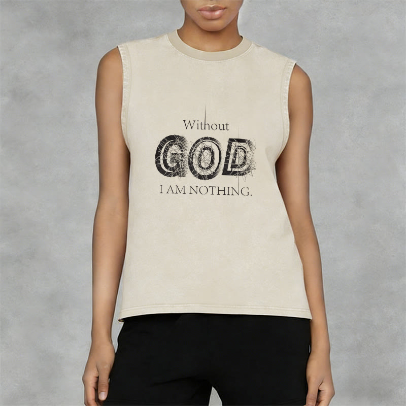 Christianartworkshop Without God I Am Nothing Unisex Washed Tank Top - image 11