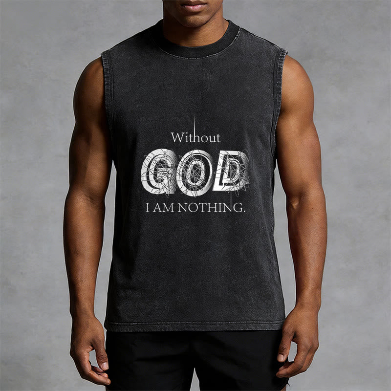 Christianartworkshop Without God I Am Nothing Unisex Washed Tank Top - image 1