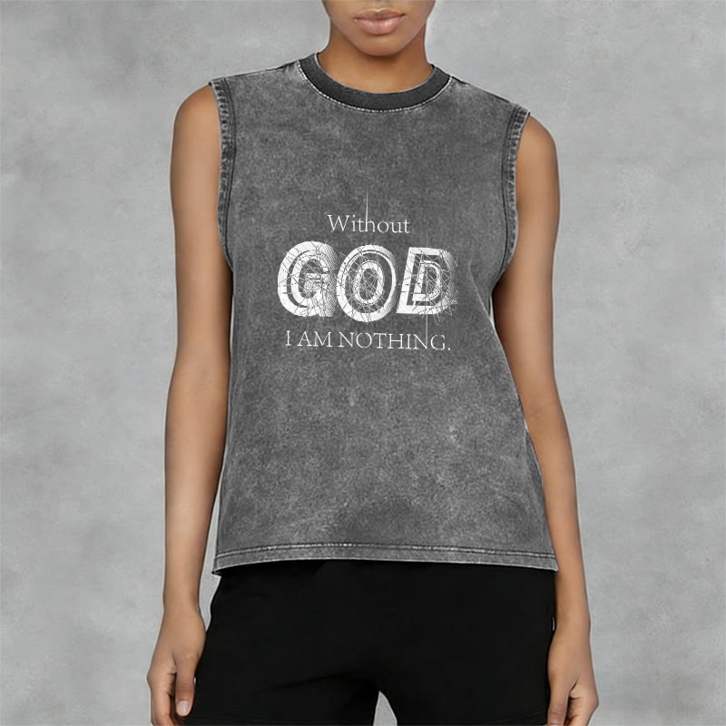Christianartworkshop Without God I Am Nothing Unisex Washed Tank Top - image 5