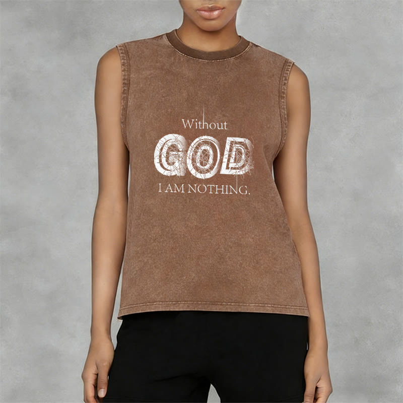 Christianartworkshop Without God I Am Nothing Unisex Washed Tank Top - image 8