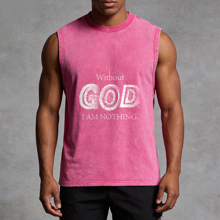 Christianartworkshop Without God I Am Nothing Unisex Washed Tank Top - image 13