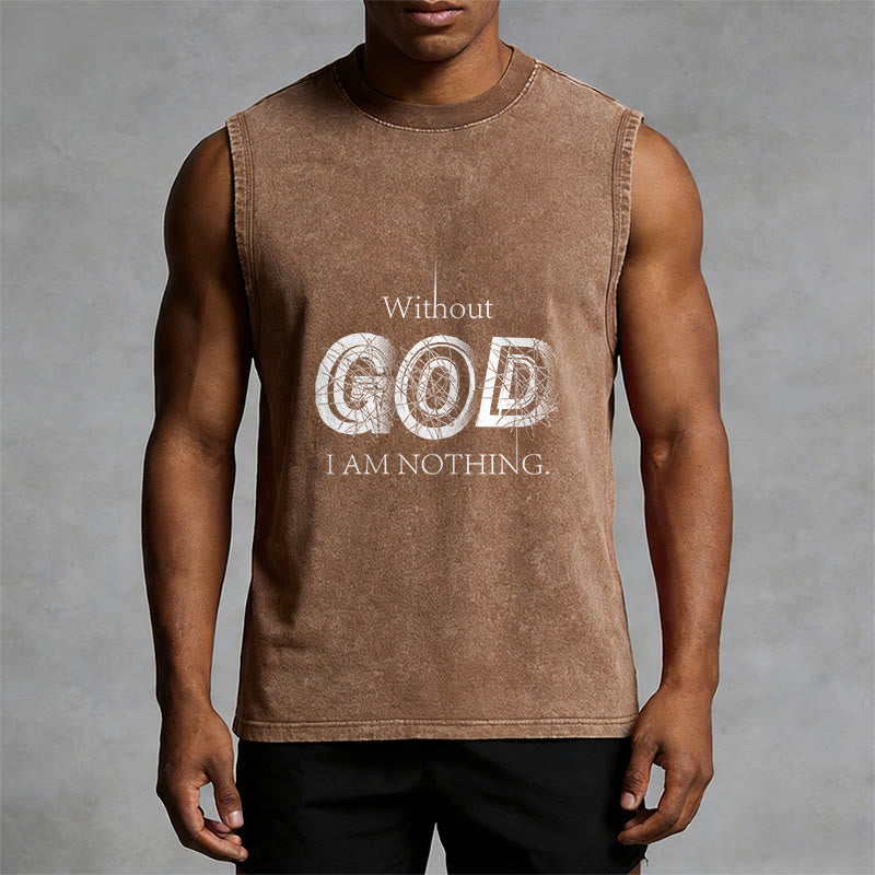 Christianartworkshop Without God I Am Nothing Unisex Washed Tank Top - image 7