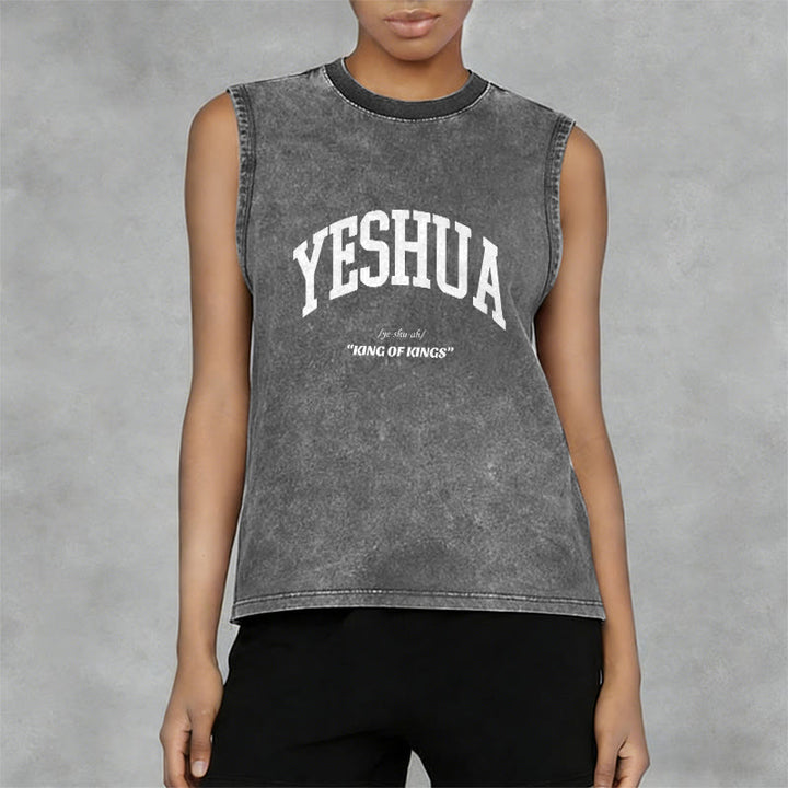 Christianartworkshop Yeshua King Of Kings Unisex Washed Tank Top - image 9