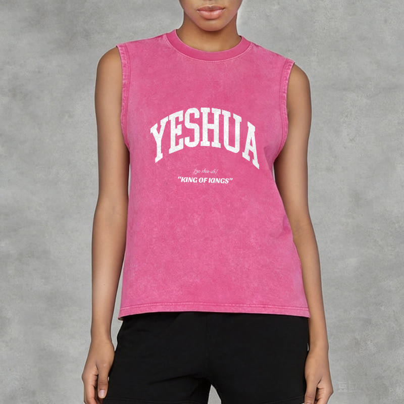 Christianartworkshop Yeshua King Of Kings Unisex Washed Tank Top - image 14