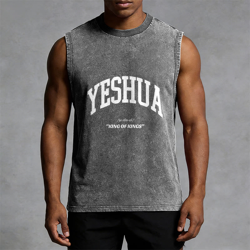 Christianartworkshop Yeshua King Of Kings Unisex Washed Tank Top - image 7