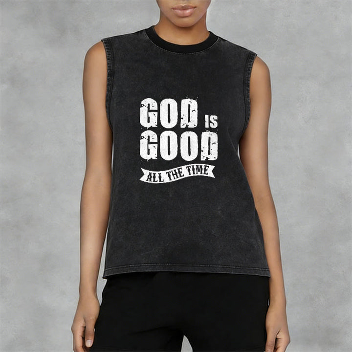 Christianartworkshop God Is Good All The Time Unisex Washed Tank Top - image 5