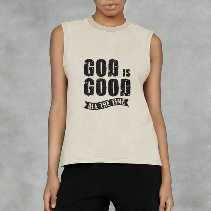 Christianartworkshop God Is Good All The Time Unisex Washed Tank Top - image 11