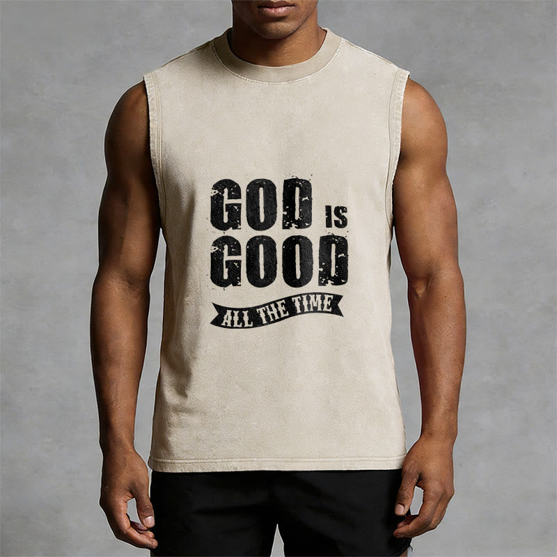 Christianartworkshop God Is Good All The Time Unisex Washed Tank Top - image 10