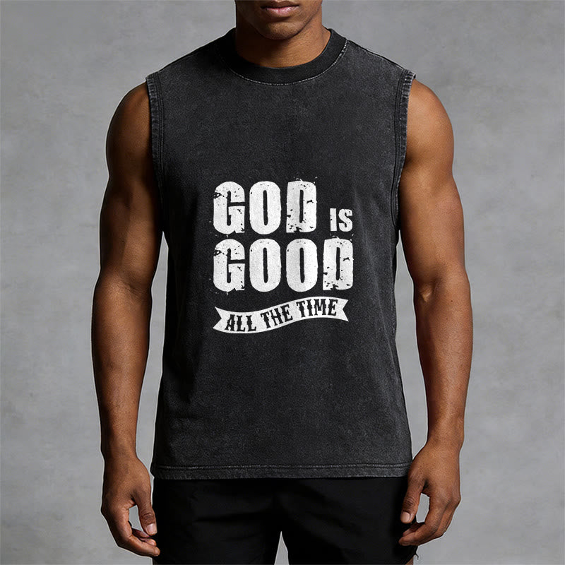 Christianartworkshop God Is Good All The Time Unisex Washed Tank Top - image 4