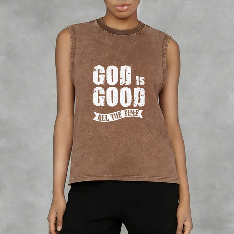 Christianartworkshop God Is Good All The Time Unisex Washed Tank Top - image 2