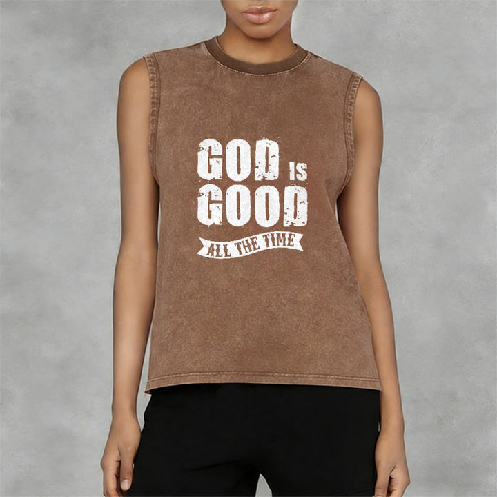 Christianartworkshop God Is Good All The Time Unisex Washed Tank Top - image 2