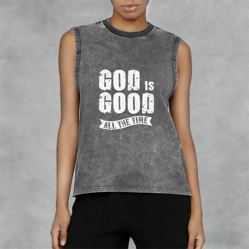 Christianartworkshop God Is Good All The Time Unisex Washed Tank Top - image 8