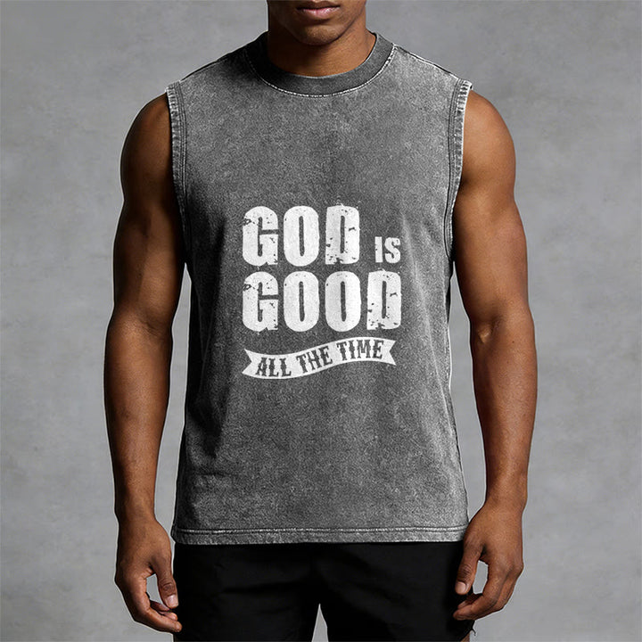 Christianartworkshop God Is Good All The Time Unisex Washed Tank Top - image 7