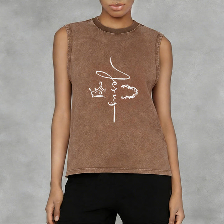 Christianartworkshop Jesus Crown Of Thorns Unisex Washed Tank Top - image 8