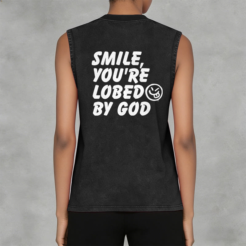 Christianartworkshop Smile You're Loved By God Unisex Washed Tank Top - image 3