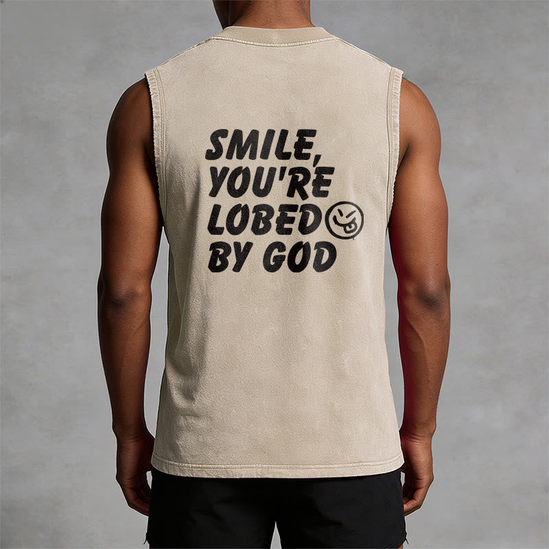 Christianartworkshop Smile You're Loved By God Unisex Washed Tank Top - image 22