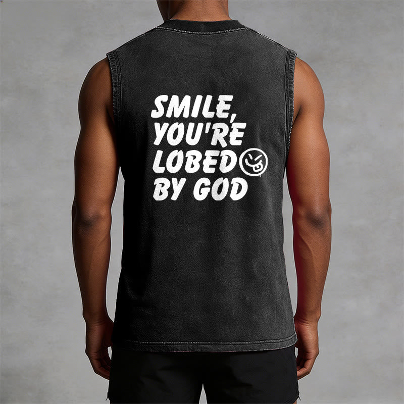 Christianartworkshop Smile You're Loved By God Unisex Washed Tank Top - image 1