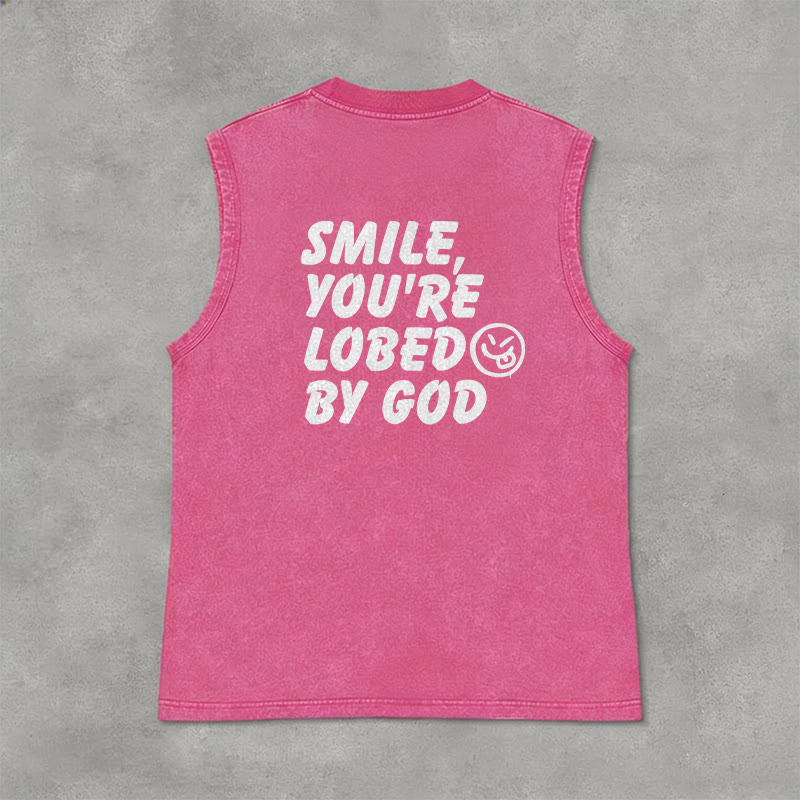 Christianartworkshop Smile You're Loved By God Unisex Washed Tank Top - image 33