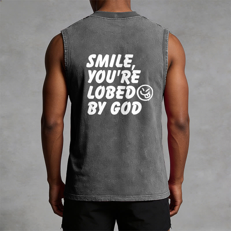 Christianartworkshop Smile You're Loved By God Unisex Washed Tank Top - image 10