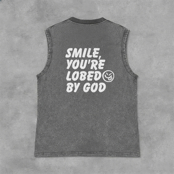 Christianartworkshop Smile You're Loved By God Unisex Washed Tank Top - image 8