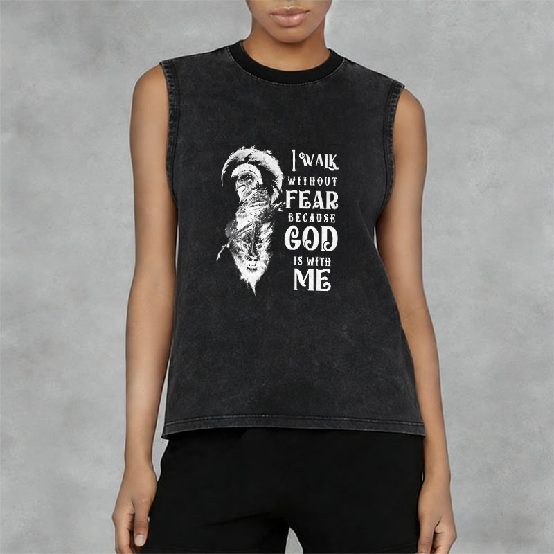 Christianartworkshop I Walk Without Fear God Is With Me Unisex Washed Tank Top - image 5