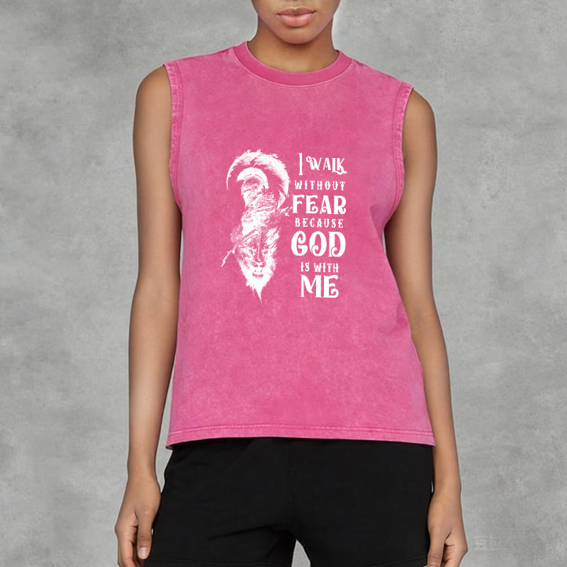 Christianartworkshop I Walk Without Fear God Is With Me Unisex Washed Tank Top - image 14