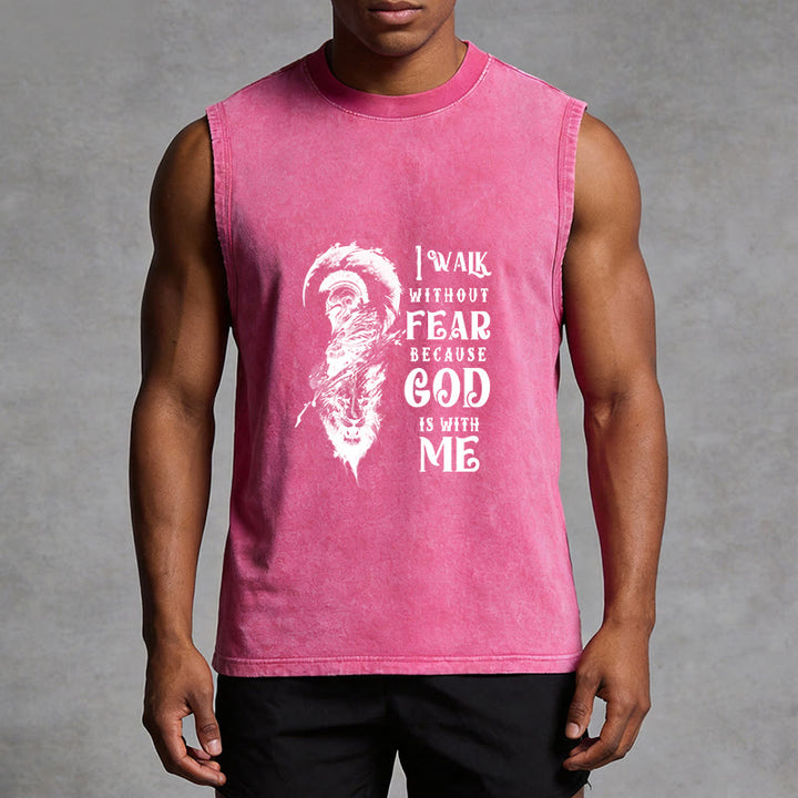 Christianartworkshop I Walk Without Fear God Is With Me Unisex Washed Tank Top - image 13