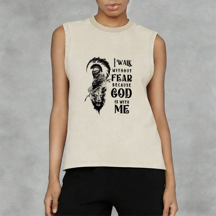 Christianartworkshop I Walk Without Fear God Is With Me Unisex Washed Tank Top - image 2