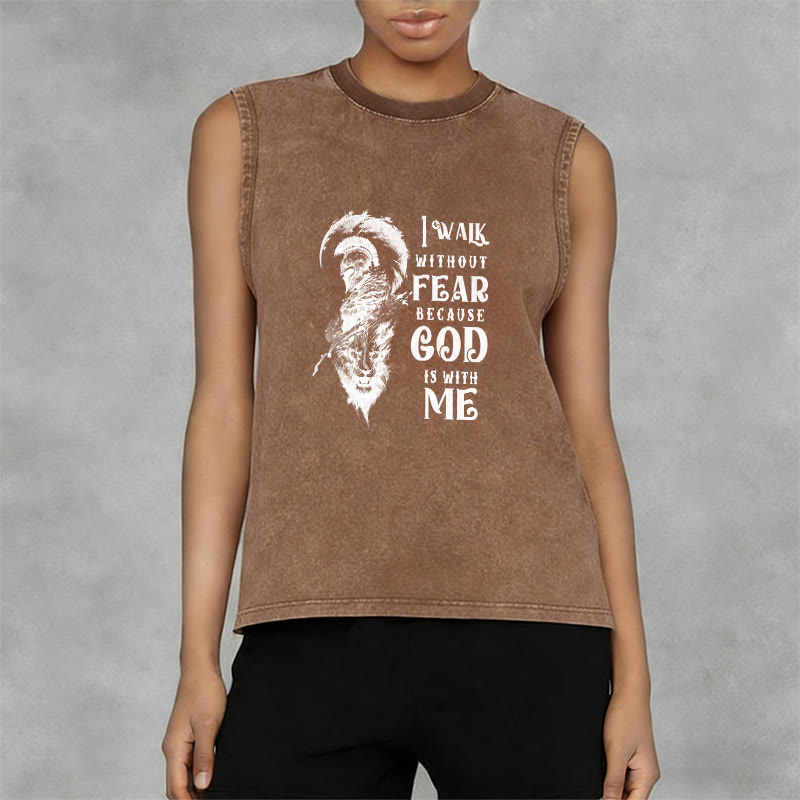 Christianartworkshop I Walk Without Fear God Is With Me Unisex Washed Tank Top - image 11