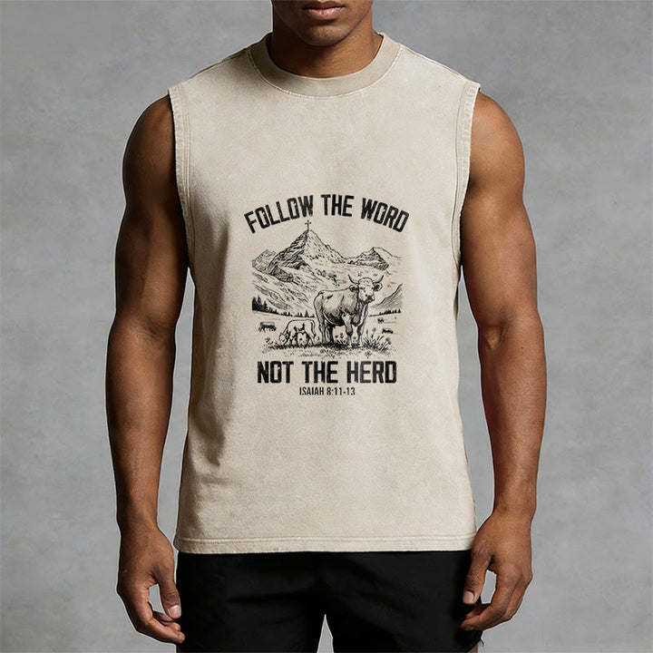 Christianartworkshop Follow The Word Not The Herd Unisex Washed Tank Top - image 10