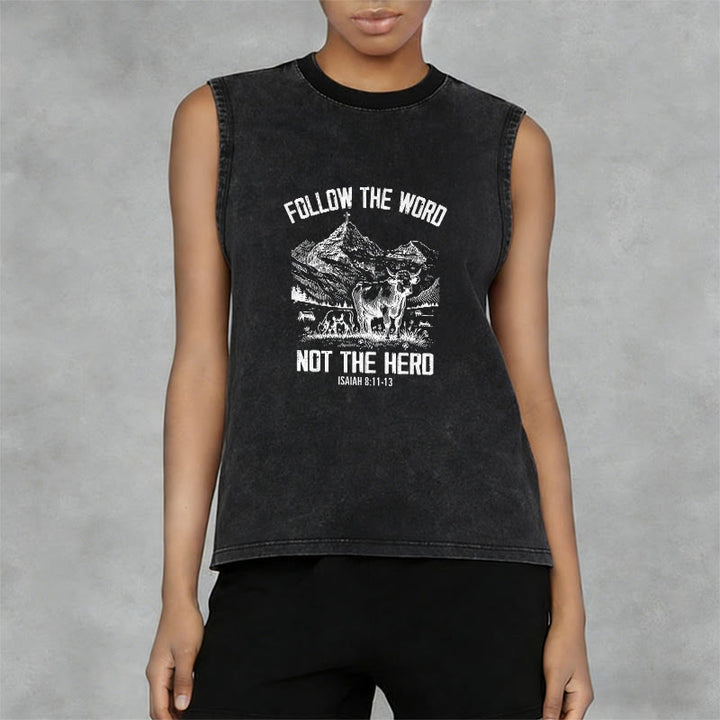 Christianartworkshop Follow The Word Not The Herd Unisex Washed Tank Top - image 5