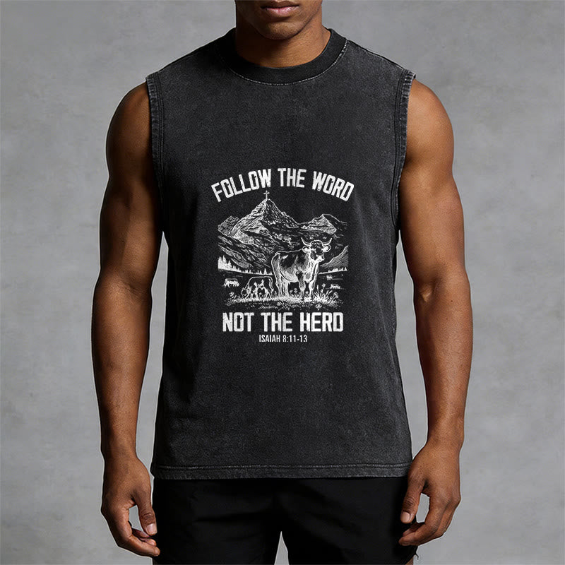 Christianartworkshop Follow The Word Not The Herd Unisex Washed Tank Top - image 4