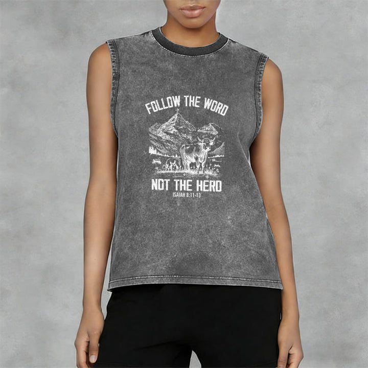 Christianartworkshop Follow The Word Not The Herd Unisex Washed Tank Top - image 8