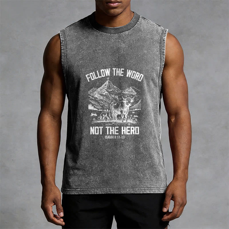 Christianartworkshop Follow The Word Not The Herd Unisex Washed Tank Top - image 7