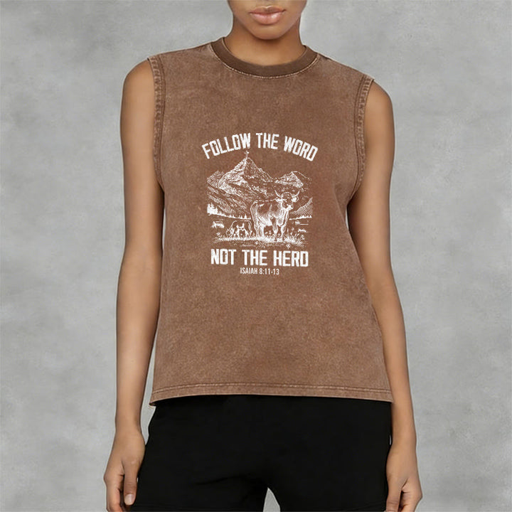 Christianartworkshop Follow The Word Not The Herd Unisex Washed Tank Top - image 2