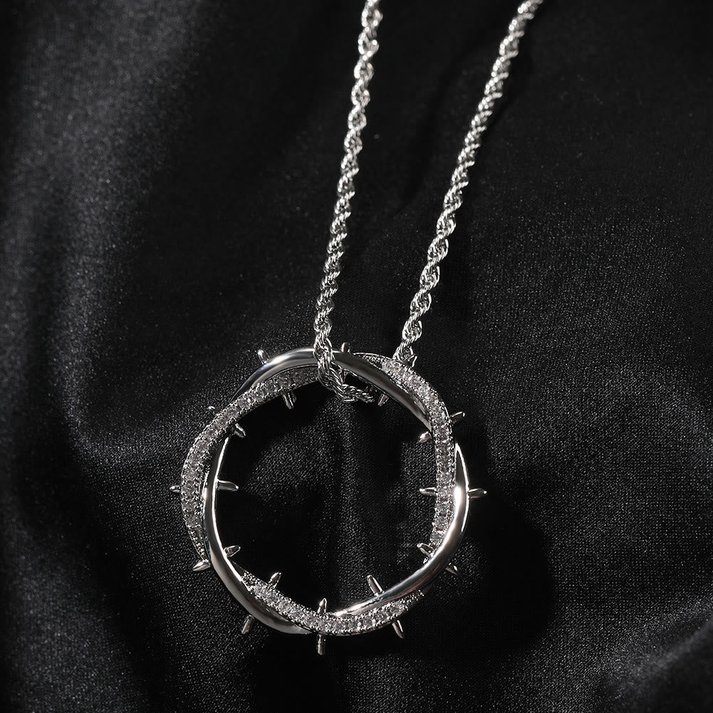 Christianartworkshop Crown of Thorns Zircon Necklace: A Symbol of Christ’s Redemptive Sacrifice - Silver - image 2