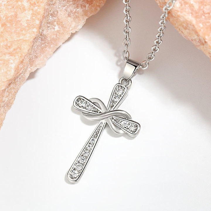 Christianartworkshop Infinity Cross Zircon Necklace: A Symbol of Christ’s Everlasting Love - Silver - image 4