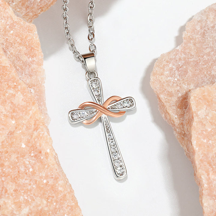 Christianartworkshop Infinity Cross Zircon Necklace: A Symbol of Christ’s Everlasting Love - Rosegold - image 9