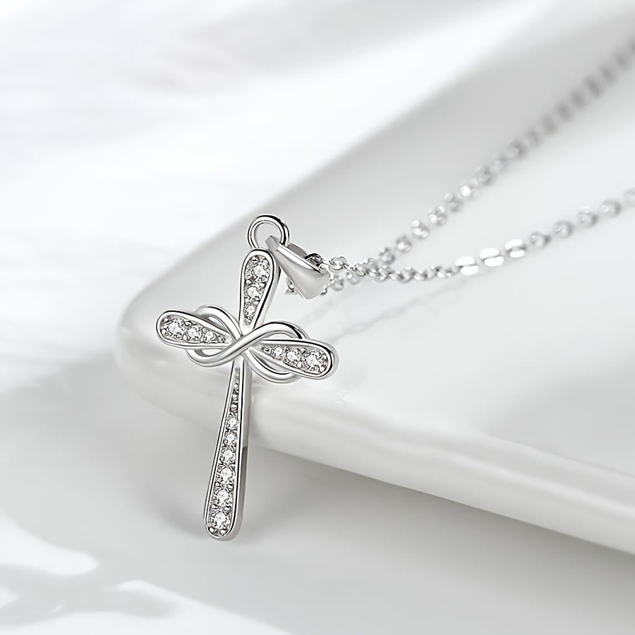 Christianartworkshop Infinity Cross Zircon Necklace: A Symbol of Christ’s Everlasting Love - Golden - image 0