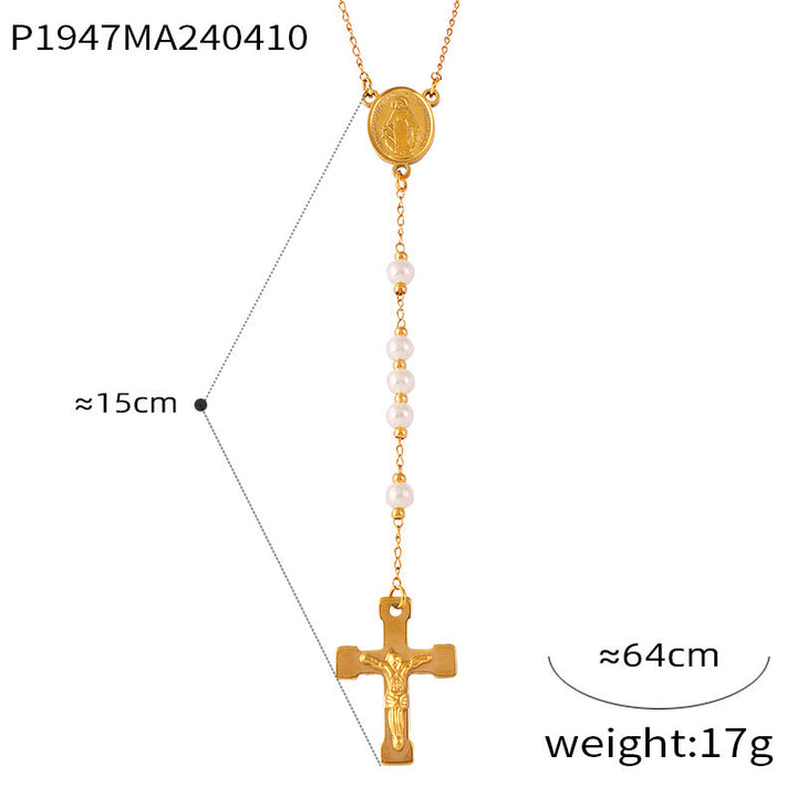 Christianartworkshop Wearable Rosary Beaded Necklace Collection: Gold-Tone Metal for Daily Spiritual Connection - C - image 4
