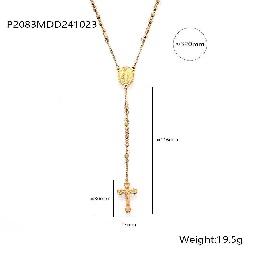 Christianartworkshop Wearable Rosary Beaded Necklace Collection: Gold-Tone Metal for Daily Spiritual Connection - E - image 8