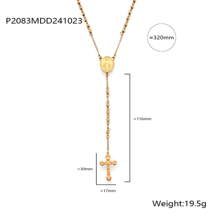 Christianartworkshop Wearable Rosary Beaded Necklace Collection: Gold-Tone Metal for Daily Spiritual Connection - E - image 8