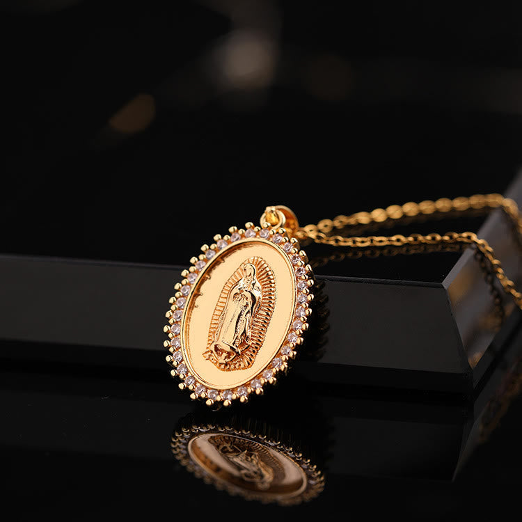 Christianartworkshop Three-Style Our Lady Zircon Pendant Necklace: A Symbol of Mary’s Maternal Intercession - image 4
